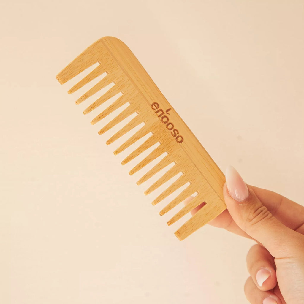 Peigne en bois à dents larges pour cheveux bouclés ou ondulés