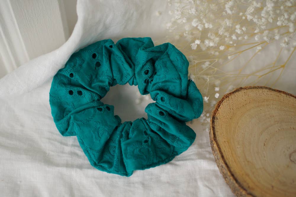 Chouchou brodé vert émeraude Azra - Bohème