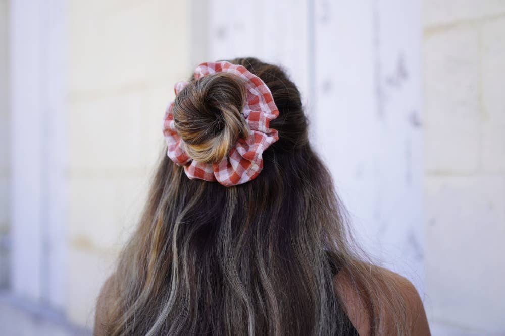 Chouchou Suzanne Vichy Rouille et Blanc - Bohomane