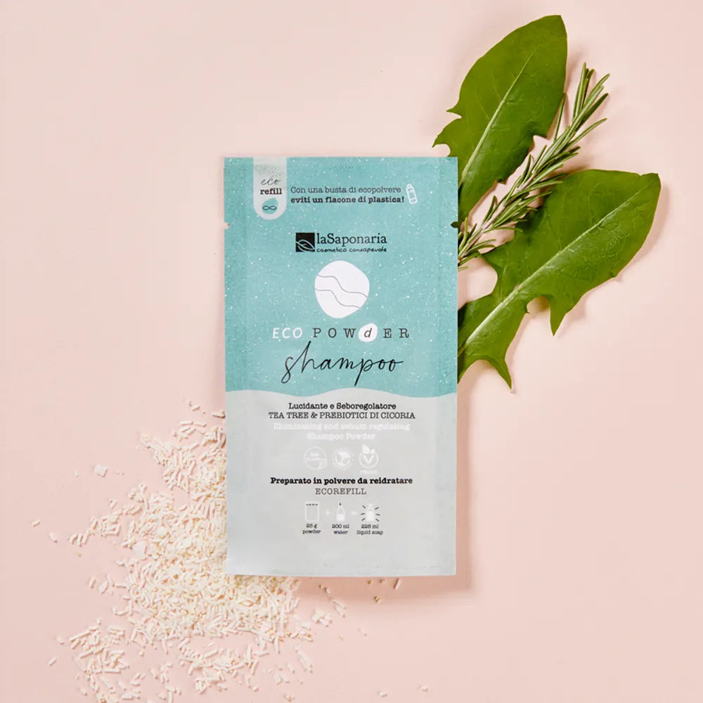 EcoPowder Shampoo refill - seboregolatore (Tea Tree & Prebiotici di Cicoria) (25 gr)