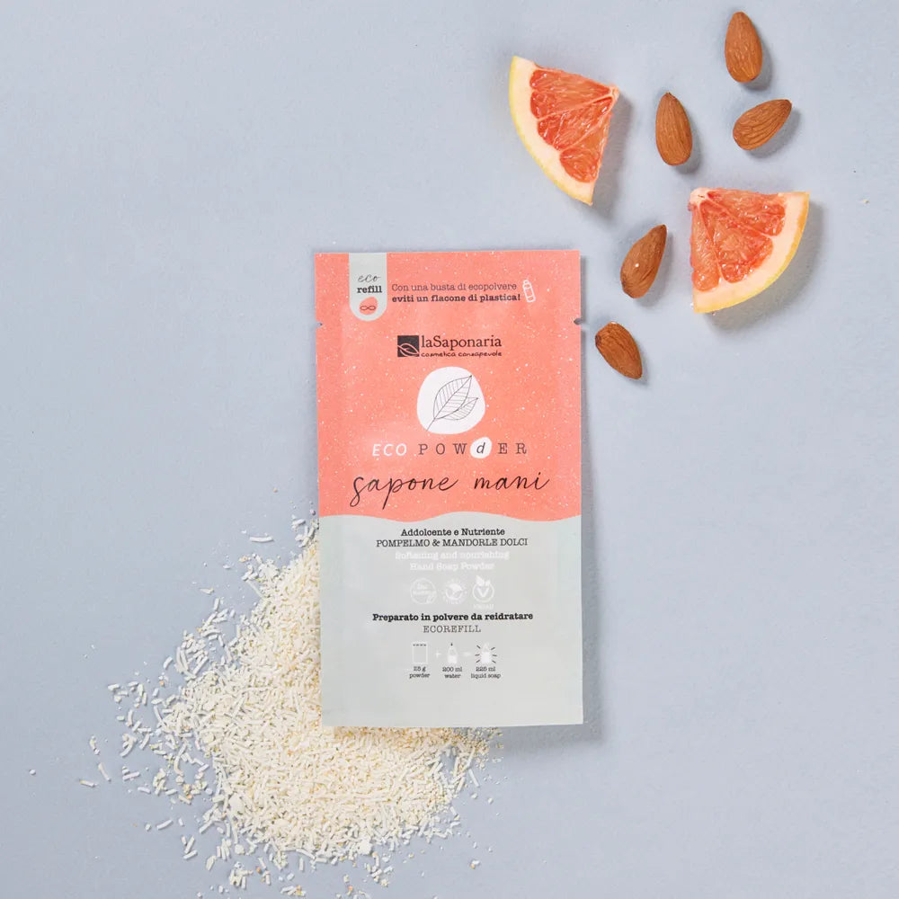 EcoPowder Sapone mani refill - addolcente (Pompelmo & Mandorle Dolci) (25 g)