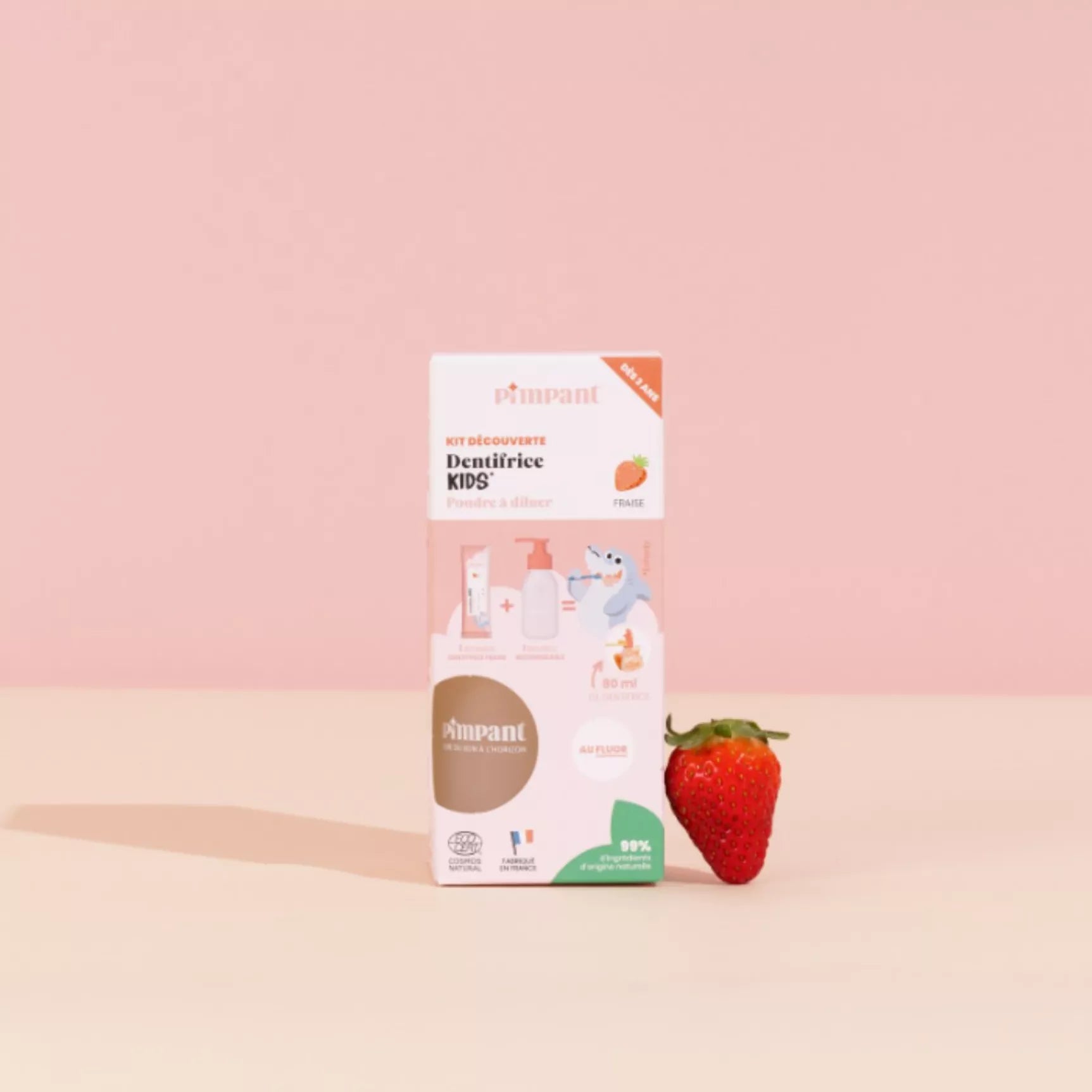 Kit scoperta dentifricio alla fragola per bambini (1 flacone + 1 stick)