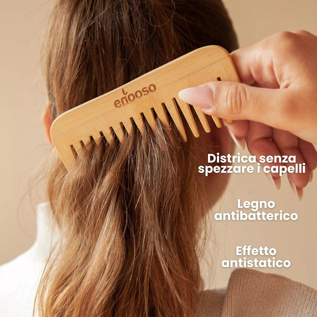Peigne en bois à dents larges pour cheveux bouclés ou ondulés