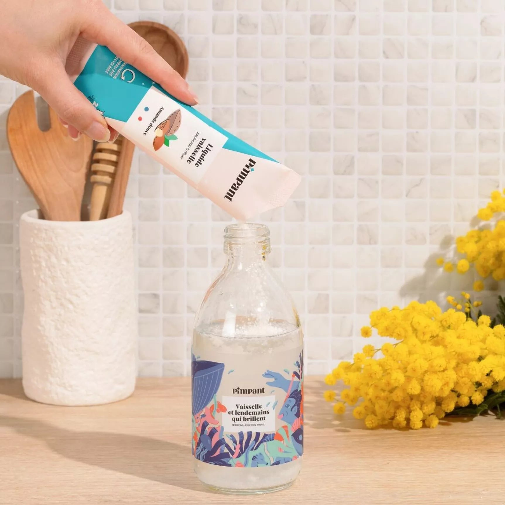 Ricarica di detersivo per piatti in polvere di mandorle Stick per diluire